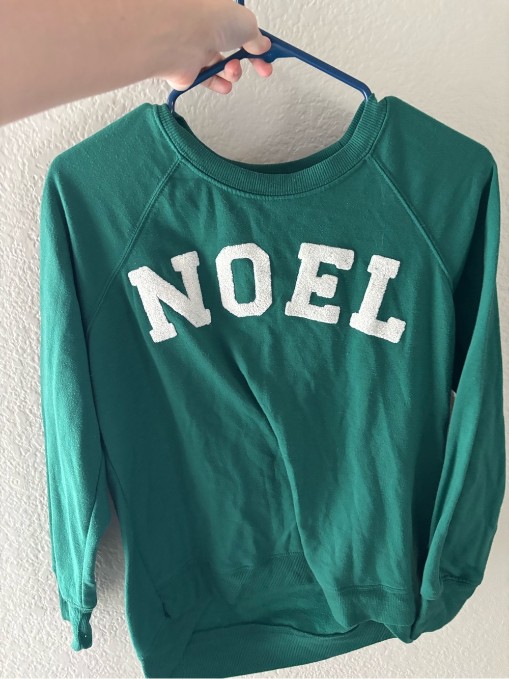 Philosophy Green Crewneck Sweatshirt with White NOEL Appliqué